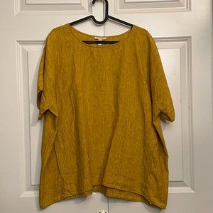 Eileen Fisher Washed Organic Linen Delave Top